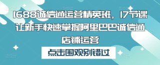 1688诚信通运营精英班｜17节课掌握阿里巴巴店铺运营核心技巧
