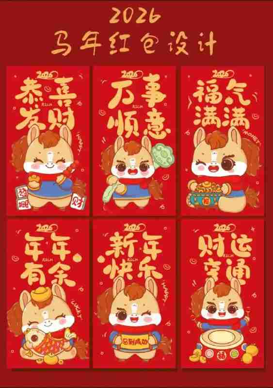 2026马年新春红包封面设计模板合集 (AI+PSD)