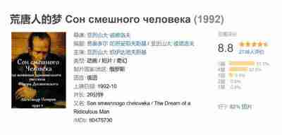 荒唐人的梦 Сон смешного человека (1992)