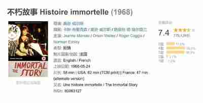 不朽故事 Histoire immortelle (1968)
