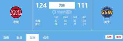 1.12日 NBA常规赛 老鹰vs勇士 比赛录像回放