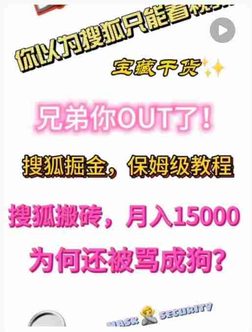 搜狐视频自撸收益项目🦊