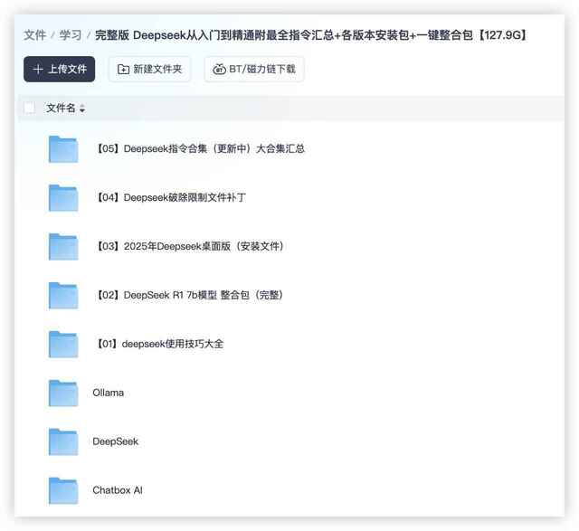 Deepseek从入门到精通附最全指令汇总+各版本安装包+一键整合包【127.9G】[免费在线观看][夸克网盘]