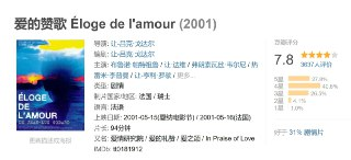 爱的赞歌 Éloge de l'amour (2001)