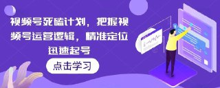 视频号死磕计划，把握视频号运营逻辑，精准定位迅速起号