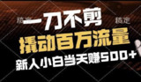 2分钟一个作品,一刀不剪,撬动百万流量,新人小白刚做就赚500+