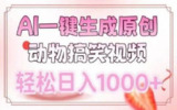 AI一键生成原创动物搞笑视频,轻松日入1000+